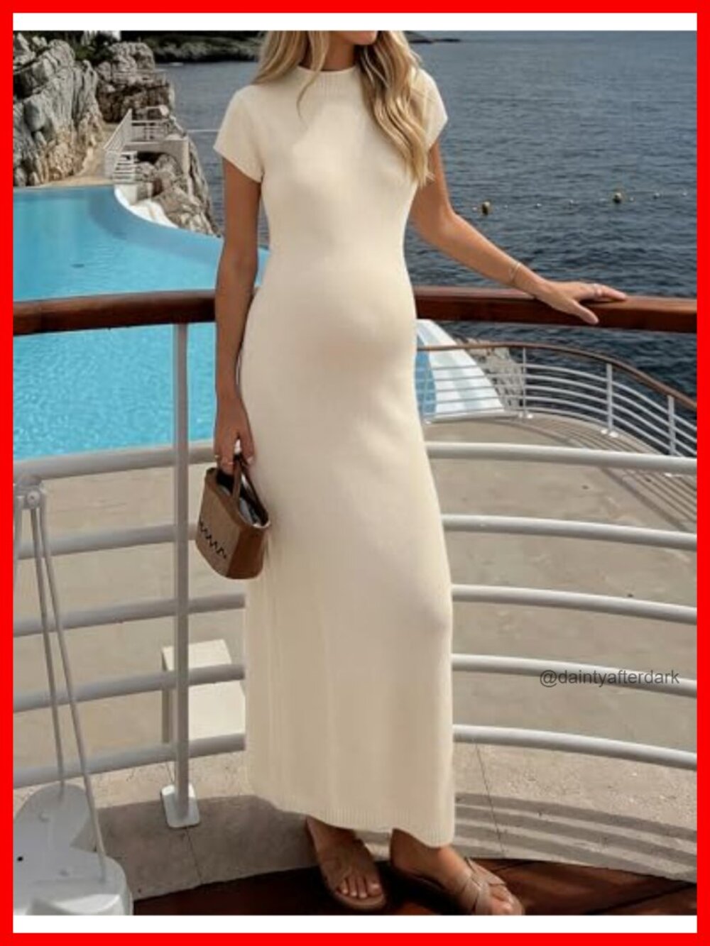 Bodycon Knit Short Sleeve Sweater Maxi Dress - Picture 5 of 6